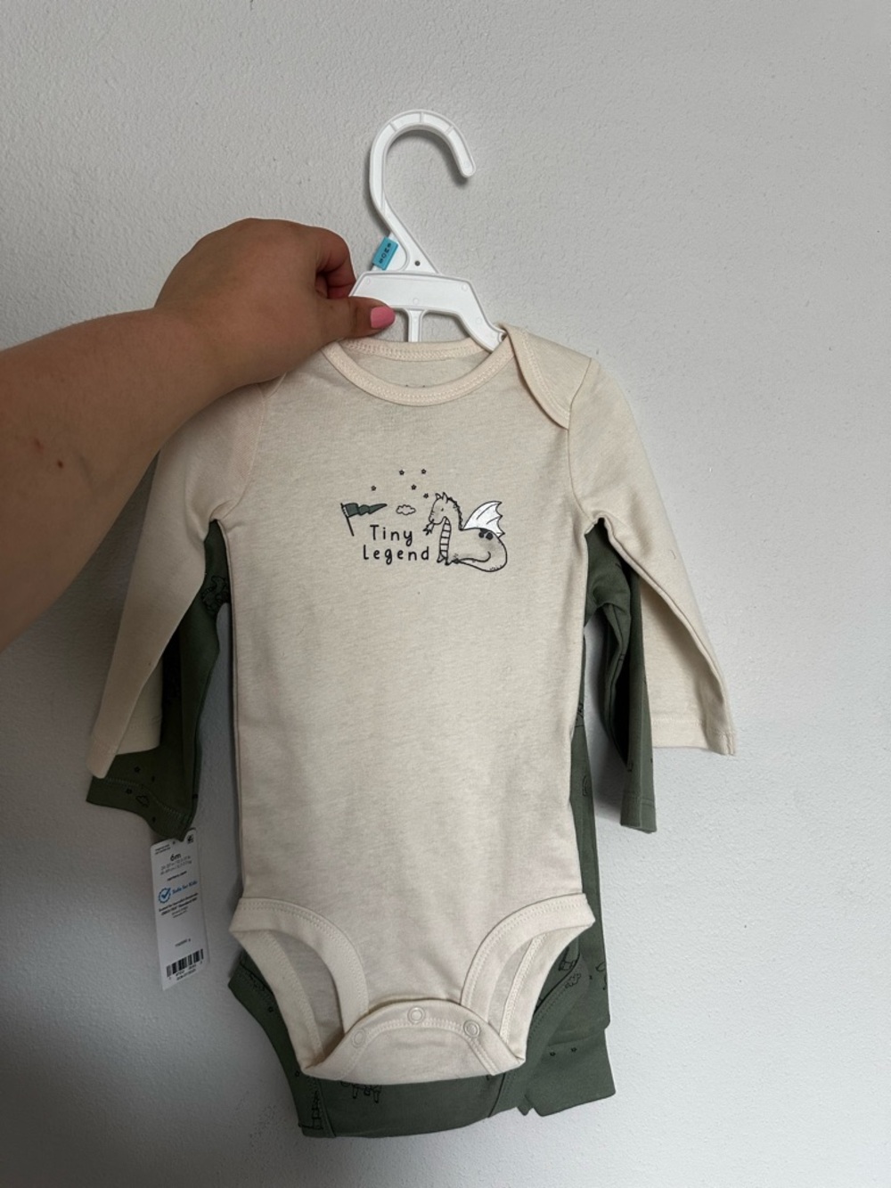 Carter's Cream Long-Sleeve 'Tiny Legend' Dragon Onesie And Bottoms Set